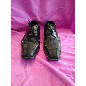 Miralto Men 11 Dress Shoes Oxford Shiny Black Faux Patent Leather